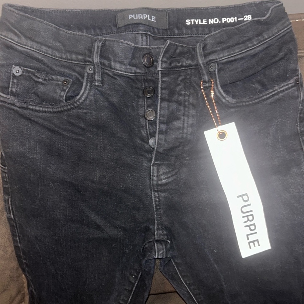 men’s skinny jeans brand Purple size 28 distressed black practically new